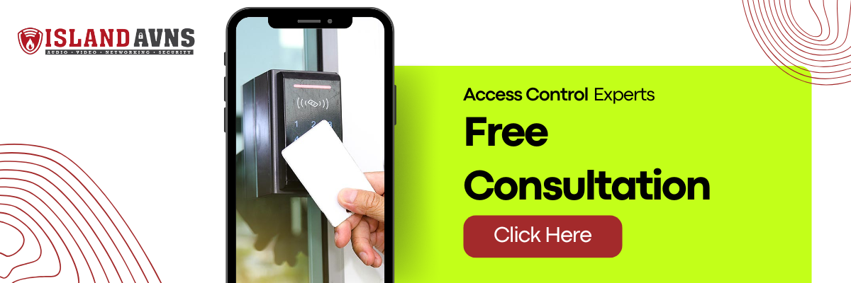 Contact for access control manufacturers with an image of access control on a building