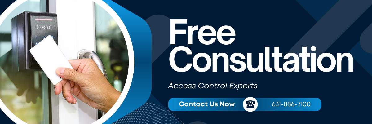 Image of access control on a building with software that controls building access control
